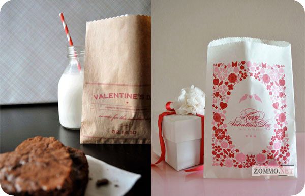Принты на бумажные пакеты на День святого Валентина