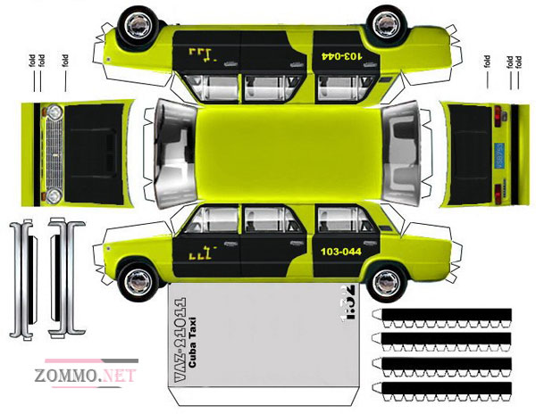 Бумажная машина ВАЗ 21011 Cuba Taxi