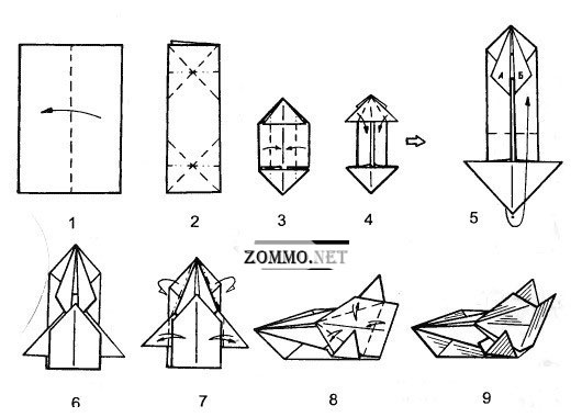 Машинка из бумаги оригами