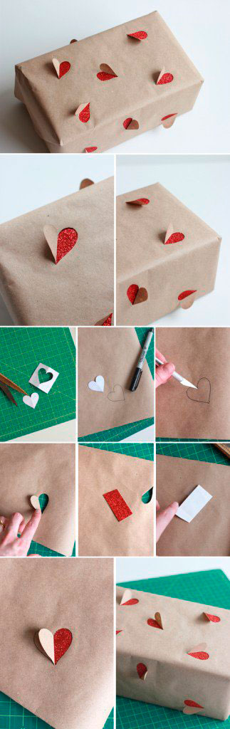 Упаковочная бумага с сердечками