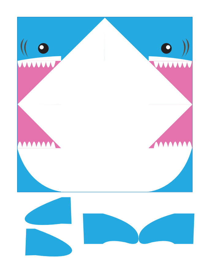 Акула оригами-шаблон