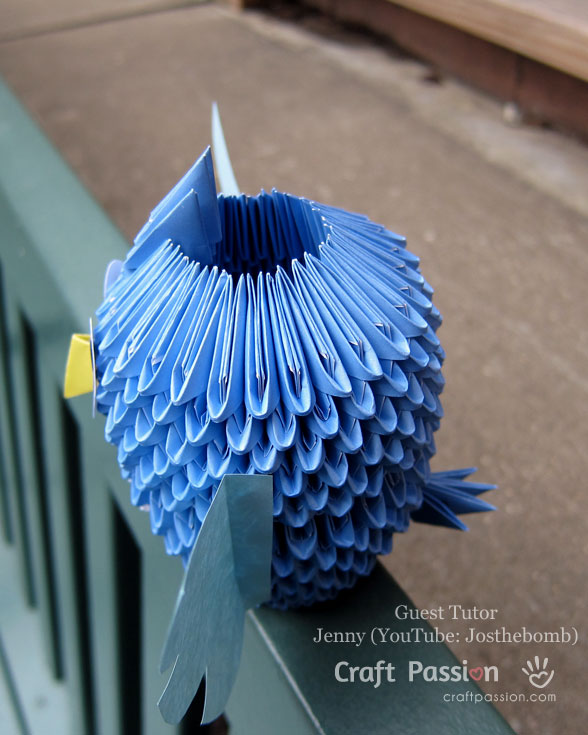 Оригами сова-вид сбоку