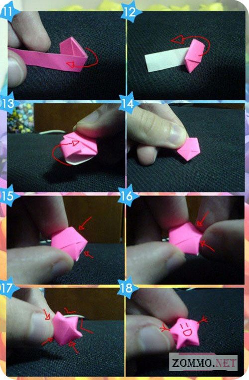 Объемные маленькие звездочки оригами схема