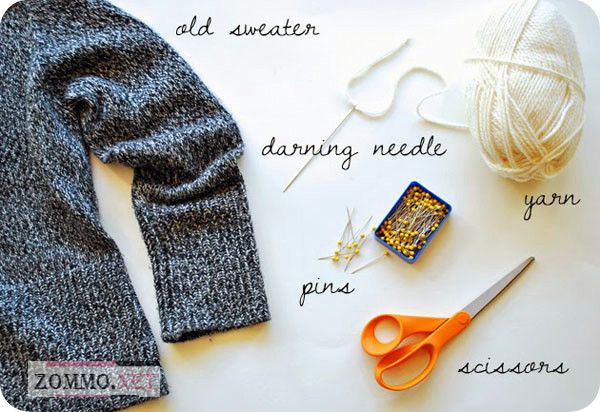 Материалы для того чтобы сшить носки из старого свитера