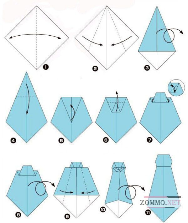 Оригами галстук схема