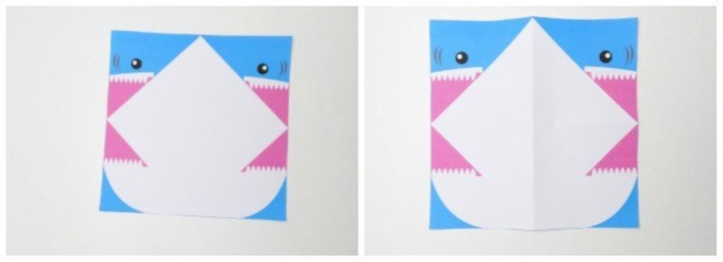 Акула оригами-сложите бумагу посередине