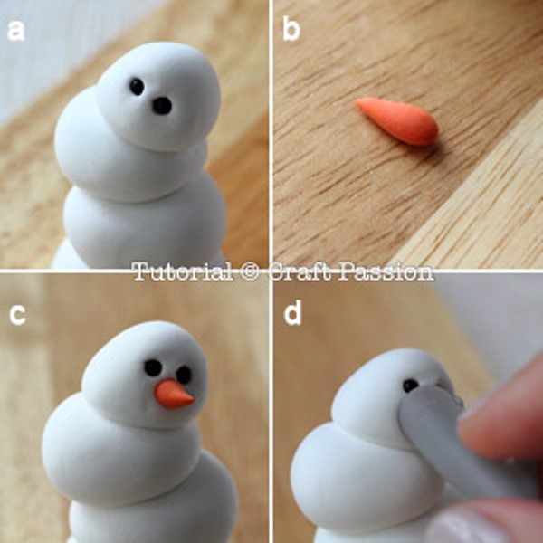 Снеговик из полимерной глины-сформируйте лицо