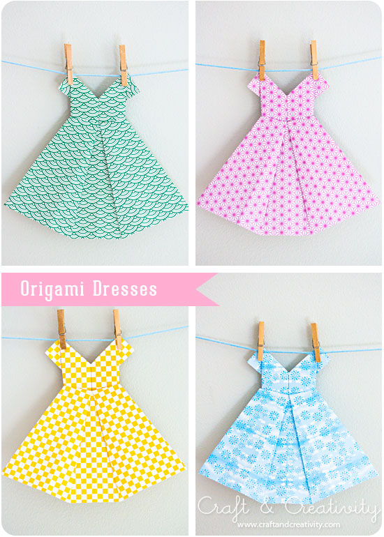 Платье оригами из бумаги для скрапбукинга