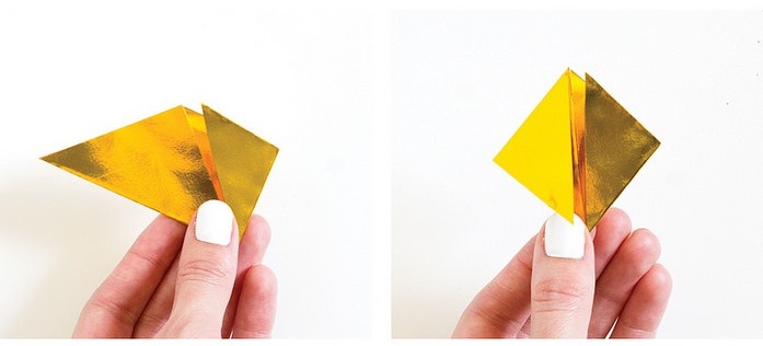 Оригами кристалл из модулей-заверните углы к центру