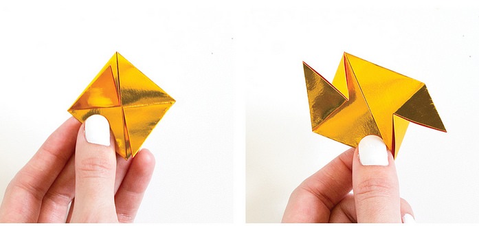 Оригами кристалл из модулей-загните закрылки посередине