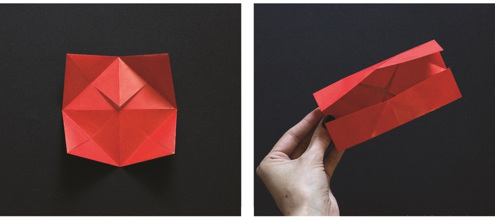 Оригами губы-сложите к середине