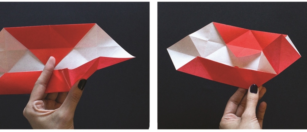 Оригами губы-вставьте уголки внутрь