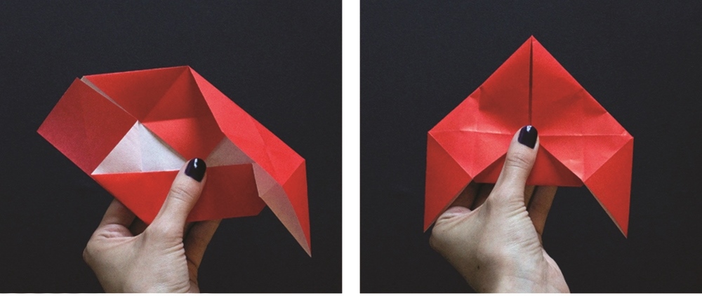 Оригами губы-опустите закрылки вниз