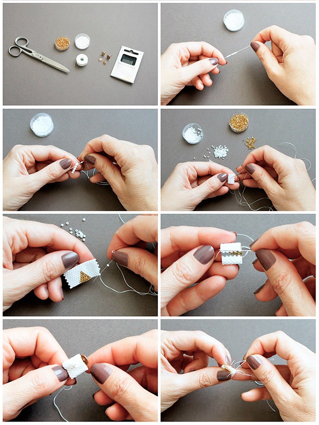 Кольцо из бисера для начинающих-техника плетения кольца